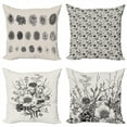 thumbnail image 1 of Ambesonne Vintage Throw Pillow Cover 4 Pack, Botanical Wild Bouquets, 24", Eggshell and Charcoal Grey, 1 of 2