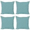 thumbnail image 1 of Vintage Throw Pillow Cushion Case Pack of 4, Continuous Geometry Inspired Pattern with Diamond Shape Centered Rounds, Modern Accent Double-Sided Print, 4 Sizes, Pale Blue Multicolor, by Ambesonne, 1 of 2