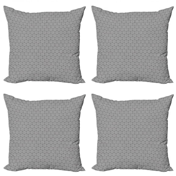 Ambesonne Vintage Throw Pillow Cover 4 Pack, Continuous Nostalgia Lace, 24", Dark Taupe Grey White