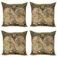 thumbnail image 1 of Ambesonne Vintage Throw Pillow Cover 4 Pack, Old Map World, 20", Multicolor, 1 of 6