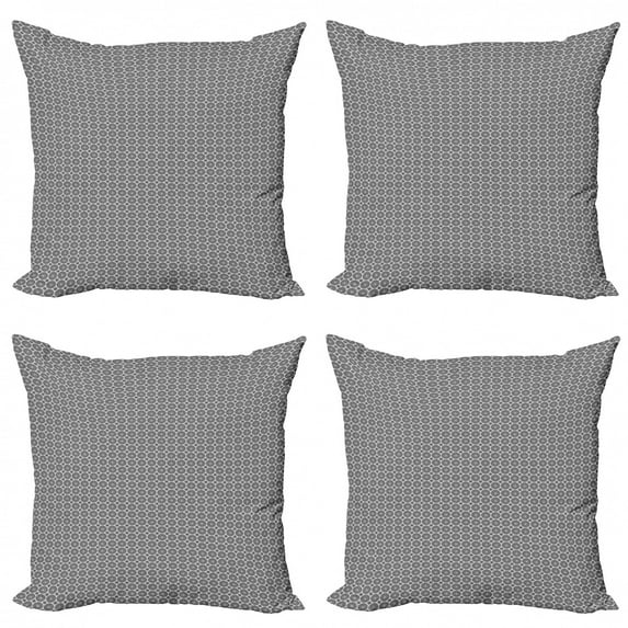 Ambesonne Vintage Throw Pillow Cover 4 Pack, Greyscale Circular Motif, 16", Dimgray and Pale Taupe