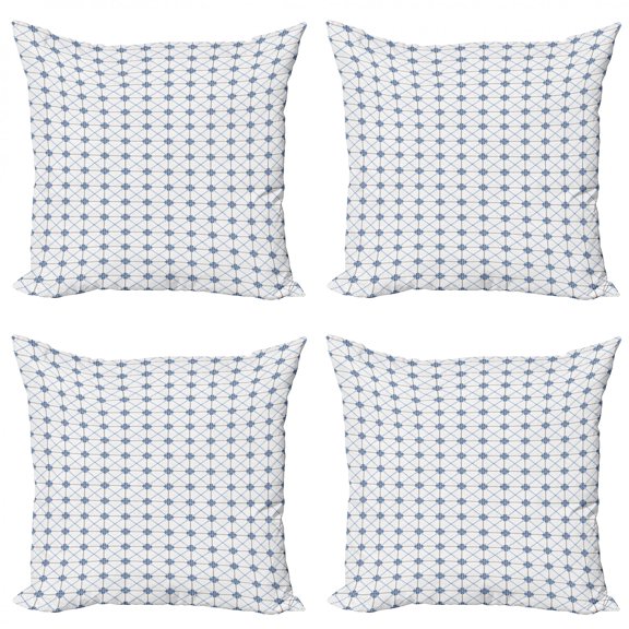 Ambesonne Vintage Throw Pillow Cover 4 Pack, Portuguese Mosaic Tiles, 16", White Brown and Blue