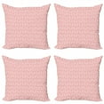 thumbnail image 1 of Vintage Throw Pillow Cushion Case Pack of 4, Ornamental Design of Swirled Floral Pattern with Dotted Lines on Coral Backdrop, Modern Accent Double-Sided Print, 4 Sizes, Coral White, by Ambesonne, 1 of 2