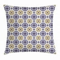 thumbnail image 1 of Vintage Throw Pillow Cushion Cover, Classical Victorian Pattern with Geometric Shapes and Floral Swirls, Decorative Square Accent Pillow Case, 20 X 20 Inches, Goldenrod Dark Blue Beige, by Ambesonne, 1 of 2