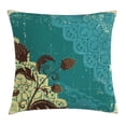 thumbnail image 1 of Vintage Throw Pillow Cushion Cover, Flower Decorations Lacework Old Aged Distressed Antique Display, Decorative Square Accent Pillow Case, 24 X 24 Inches, Teal Light Yellow Dark Brown, by Ambesonne, 1 of 2