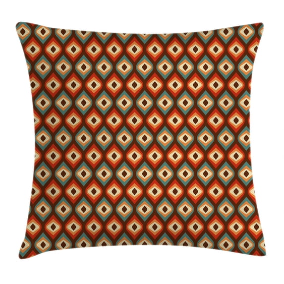 Vintage Throw Pillow Cushion Cover, Funky Unusual Shapes in Vibrant Colors Oval Elliptic Forms Nested Vertical Pattern, Decorative Square Accent Pillow Case, 20 X 20 Inches, Multicolor, by Ambesonne