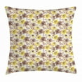 thumbnail image 1 of Vintage Throw Pillow Cushion Cover, Grungy Looking Roses Feminine Vintage Flourish Romantic Nature Revival, Decorative Square Accent Pillow Case, 16 X 16 Inches, Yellow Beige Brown, by Ambesonne, 1 of 2
