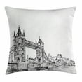 thumbnail image 1 of Vintage Throw Pillow Cushion Cover, Old Fashion London Tower Bridge Sketch Architecture British UK Scenery Art Print, Decorative Square Accent Pillow Case, 20 X 20 Inches, Grey White, by Ambesonne, 1 of 2
