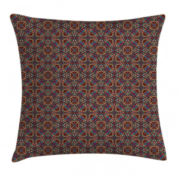 Vintage Throw Pillow Cushion Cover, Oriental Turkish Carpet Design Like Image with Vivid Colorful Floral Seem Artwork, Decorative Square Accent Pillow Case, 20 X 20 Inches, Multicolor, by Ambesonne