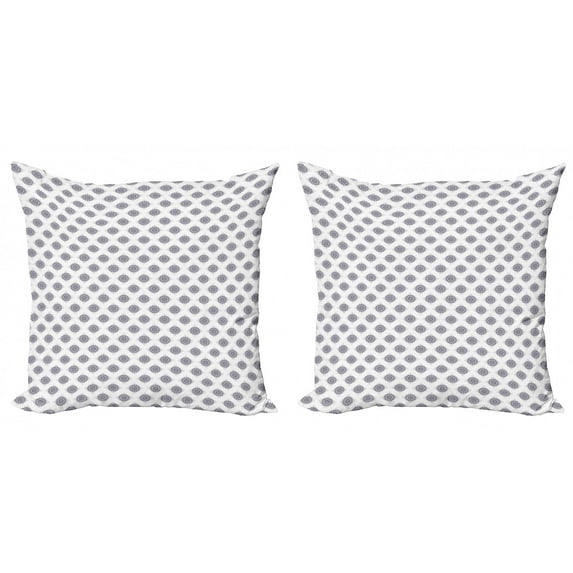 Ambesonne Floral Throw Pillow Cover 2 Pack, Grey Squares Flowers, 18", Grey Grey White