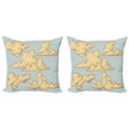 thumbnail image 1 of Ambesonne Cartoon Throw Pillow Cover 2 Pack, Fluffy Clouds Art, 18", Blue Beige, 1 of 5