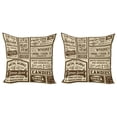 thumbnail image 1 of Ambesonne Vintage Throw Pillow Cover 2 Pack, Old Advertisement Retro, 18", Brown Cream, 1 of 2