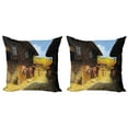 thumbnail image 1 of Ambesonne Vintage Throw Pillow Cover 2 Pack, Wooden Houses in Fall, 20", Brown Blue, 1 of 6