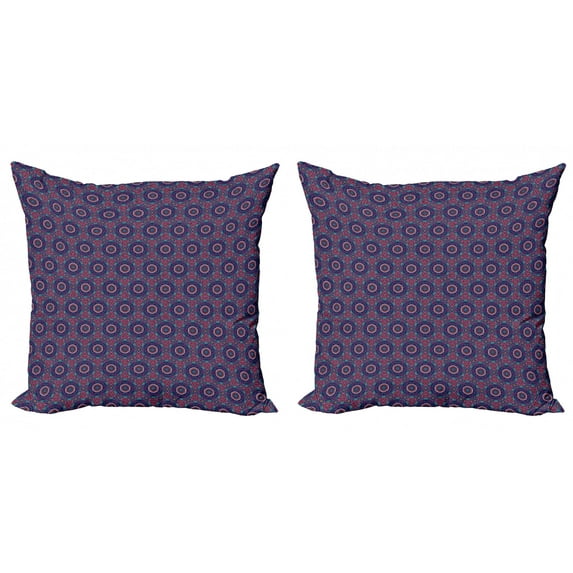 Ambesonne Vintage Throw Pillow Cover 2 Pack, Floral Design Stripes, 16", Multicolor