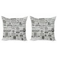 thumbnail image 1 of Ambesonne Vintage Throw Pillow Cover 2 Pack, Retro Coffee Texts, 24", Charcoal Grey Pale Grey, 1 of 2