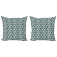 thumbnail image 1 of Vintage Throw Pillow Cushion Cover Pack of 2, Victorian Baroque Foliage Leaves Pattern with Ornamental Swirls, Zippered Double-Side Digital Print, 4 Sizes, Sage Green Dark Blue, by Ambesonne, 1 of 2