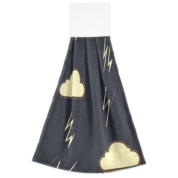 Vintage Thunderstorm Pattern 2 Pack 14''x18'' Hand Towels Soft Coral Fleece Quick Dry Hook and Loop for Kitchen Bathroom