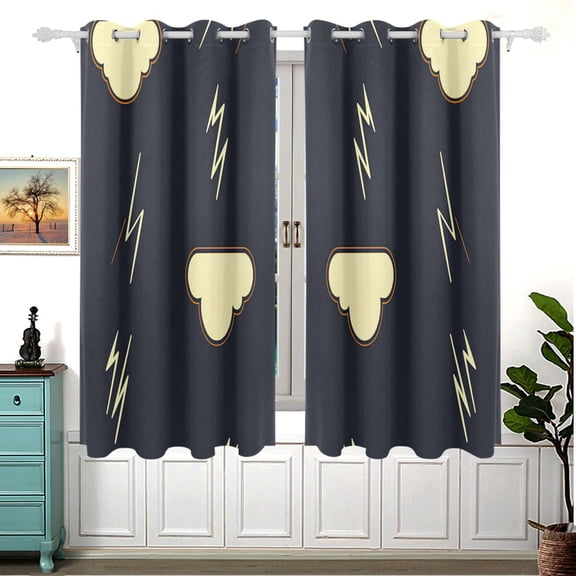 Vintage Thunderstorm Pattern 63x55in Window Curtain Panels 63x55in 2-Piece Heavy Duty 80% Light Blocking