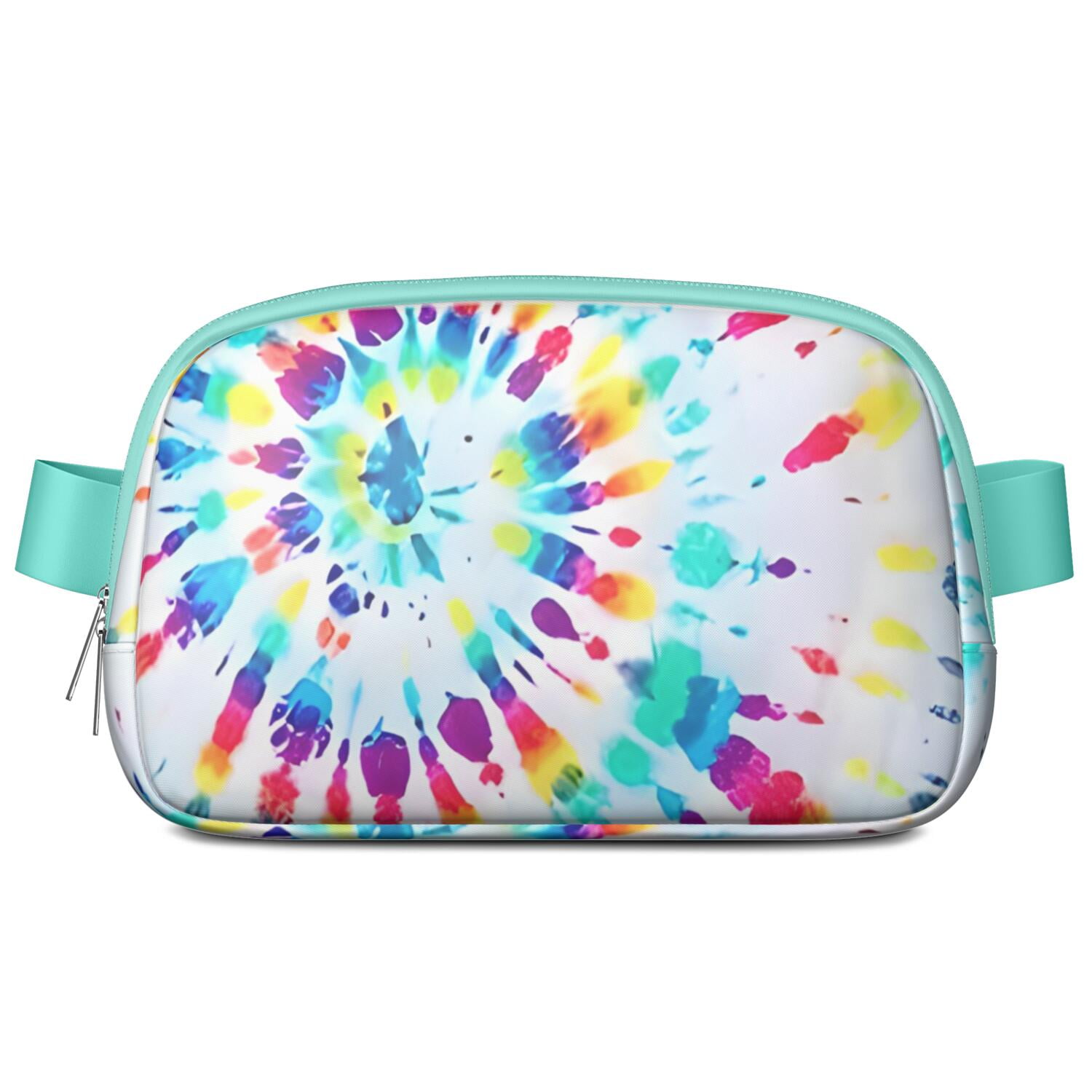Vintage Tie Dye Belt Bag – Retro Hippie Style Fanny Pack with Rainbow Marble Print, Artistic Watercolor Vibe