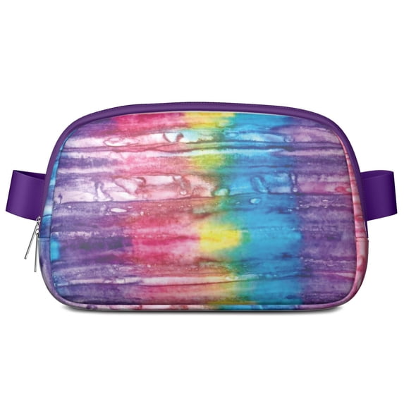 Vintage Tie Dye Belt Bag – Retro Hippie Style Fanny Pack with Rainbow Marble Print, Artistic Watercolor Vibe