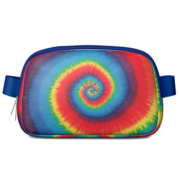 Vintage Tie Dye Belt Bag – Retro Hippie Style Fanny Pack with Rainbow Marble Print, Artistic Watercolor Vibe