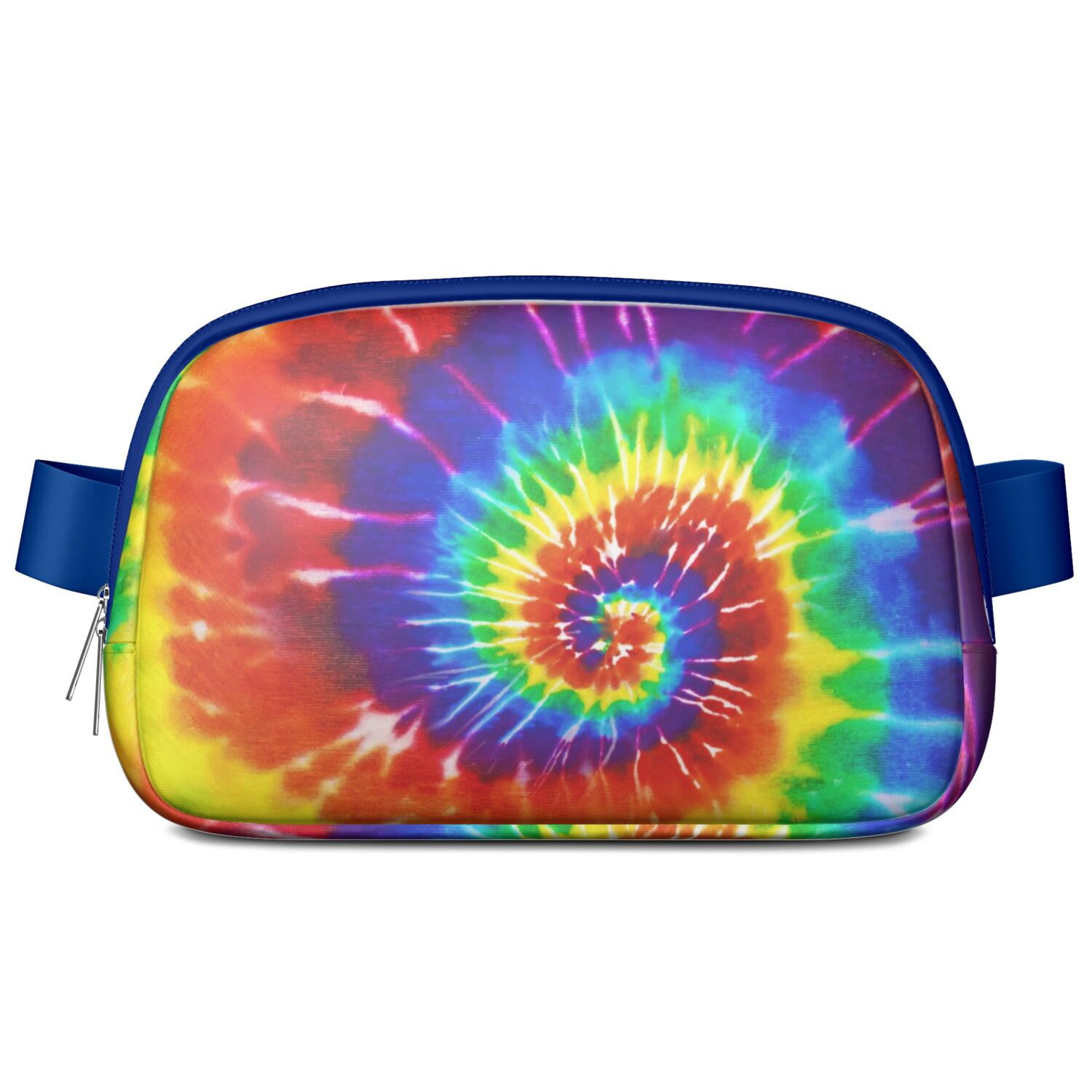 Vintage Tie Dye Belt Bag – Retro Hippie Style Fanny Pack with Rainbow Marble Print, Artistic Watercolor Vibe
