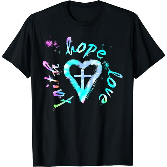 Vintage Tie Dye Faith Hope Love Faith Christian T-Shirt