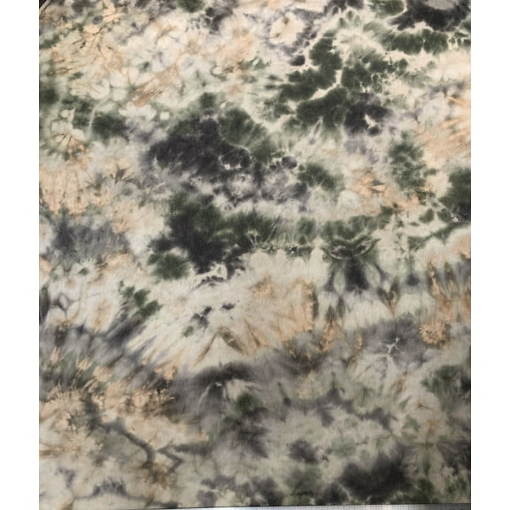 Vintage Tie Dye Print on Polyester Rayon Spandex Med Weight 2 Way Stretch Fabric by The Yard (Olive)