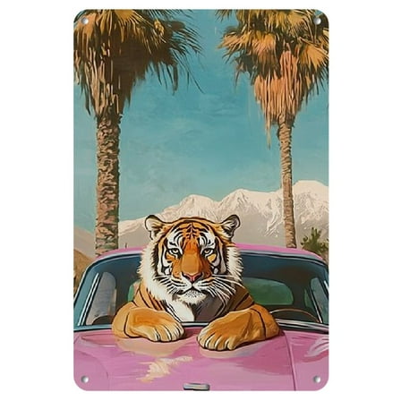 Vintage Tiger Abstract Art Poster - 8x12" Metal Wall Decor for Living Room, Bedroom, Office & More, Perfect for Room Decor