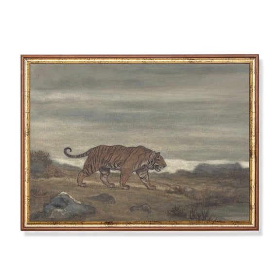 Vintage Tiger Art Poster Moody Rustic Animal Artwork Unframed Paper Print
