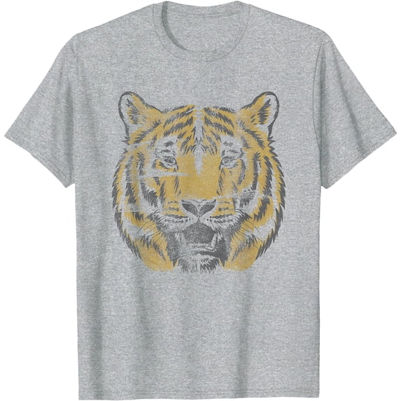 Vintage Tiger Face Head Wild Cat Lover Gift Softstyle Unisex T-Shirt,Sport Grey Color,Size 3T