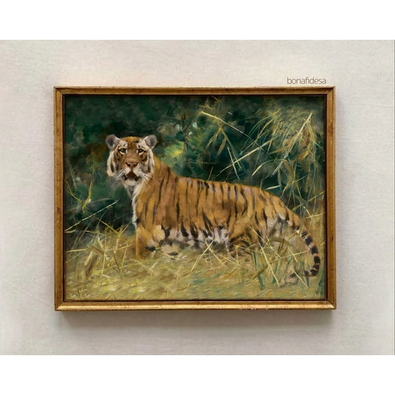 Vintage Tiger - Poster Wildlife Wall Art Poster | Warm Present Vintage UNFRAMED Poster Size 16x24