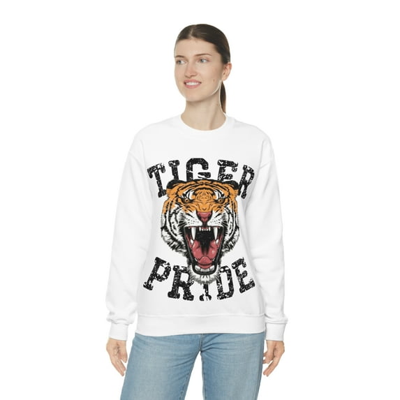 Vintage Tiger Pride Sweatshirt Tigers School Spirit Shirt Tiger Lover Gift White Large