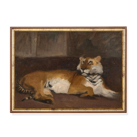 Vintage Tiger Rustic Animal Art UNFRAMED Poster, Wall Art for Decor, Present, 12x18