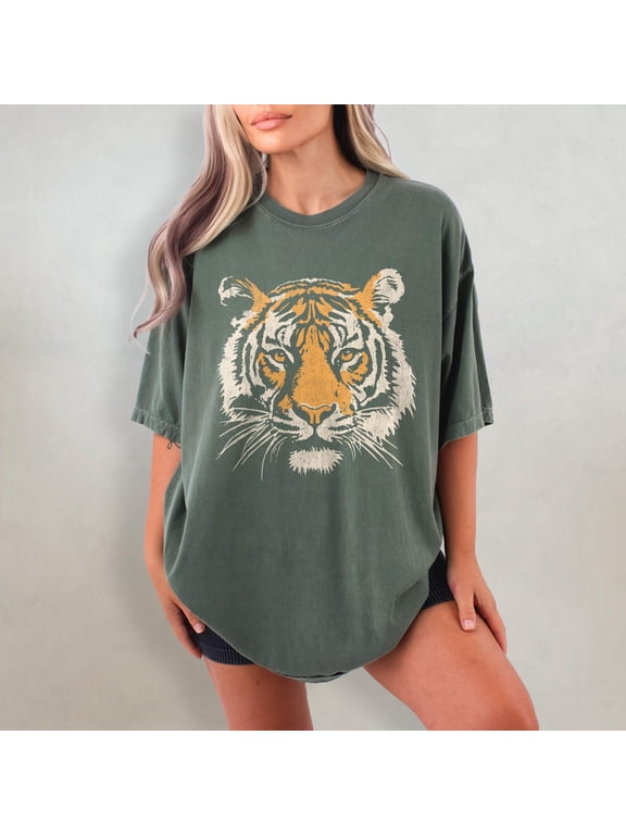 , Retro Animal TShirt, 90s Animal Gift for Tiger Lover, Wild Cat Shirt, Jungle Safari Tiger Graphic Te