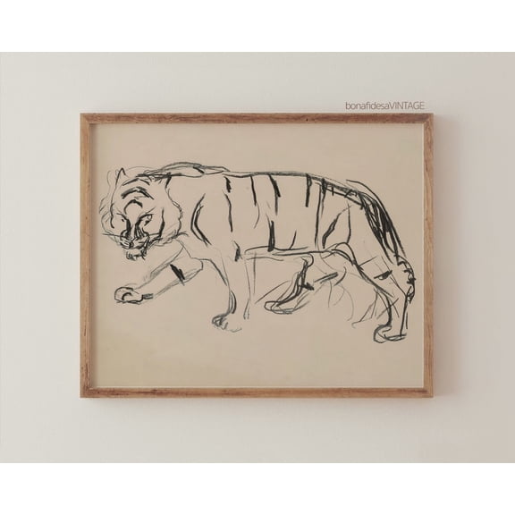 Vintage Tiger Wall Art, Unframed Paper Poster 8x10in