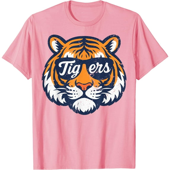Vintage Tiger Wearing Sunglasses Retro Softstyle Unisex T-Shirt,Light Pink Color,Size YM