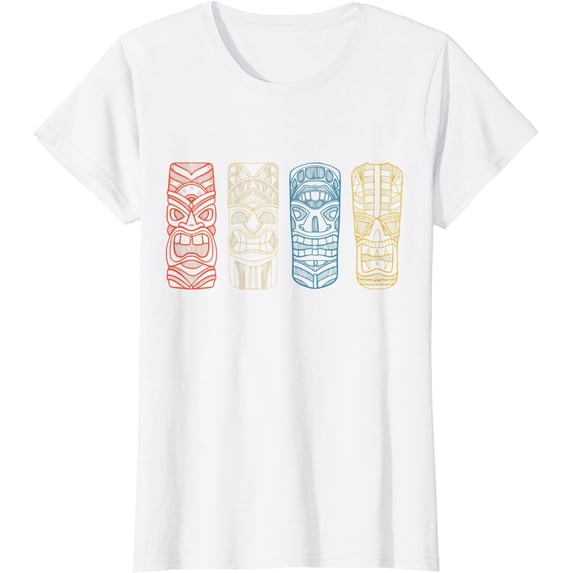 Vintage Tiki Hawaiian Polynesian Mask Four Totems Gift T-Shirt