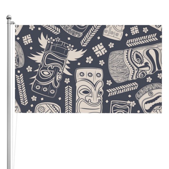 Vintage Tiki Vintage Hawaii Double Sided Flag 3x5FT Reversible Garden Flag Outdoor Decor for House, Porch, Lawn, Yard, Indoor Wall, Party Decoration