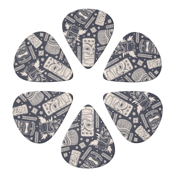 Vintage Tiki Vintage Hawaii Guitar Pick 6 Pack for Bass Acoustic Electric Guitars Lovers Gift 0.71mm
