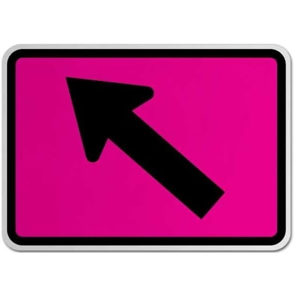 Vintage Tin Left Diagonal Turn Arrow Pink Metal Sign 8"x12", Durable Weatherproof, For Home Commercial Driveway Garden Farm Indoor Outdoor Traffic