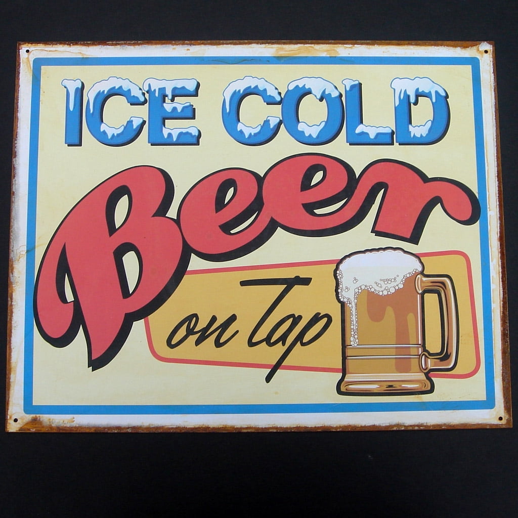 Vintage Ice Cold Beer on Tap Wall Sign Vintage Ice Cold Beer on Tap Wall Sign