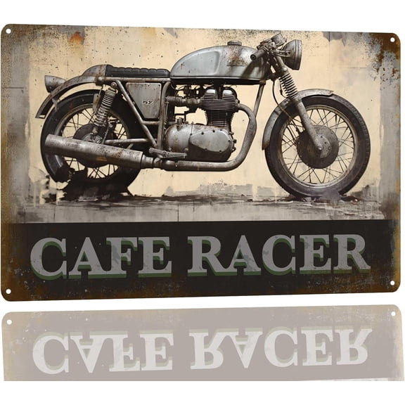 Vintage Tin Metal Sign Cafe Racer Motorcycle Retro Wall Decor with Quotes for Home Bar Cafe Farm Store Garage Club 8x12 Inch