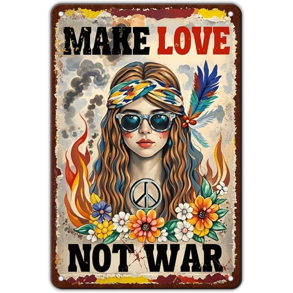 Vintage Tin Metal Sign Make Love Not War Decorative Poster Wall Art Decoration For Home Bar Club Coffee shop Sign 12x8 Inch
