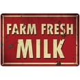 thumbnail image 1 of Vintage Tin Metal Signs Wall Art Farm Fresh Milk Thick Tinplate Poster Wall Decoration Artwork Signs for Home Novelty Metal Tin Signs Retro Plate Desserts Shop Cafe Decor Farmhouse Sign 8x12 Inch, 1 of 5