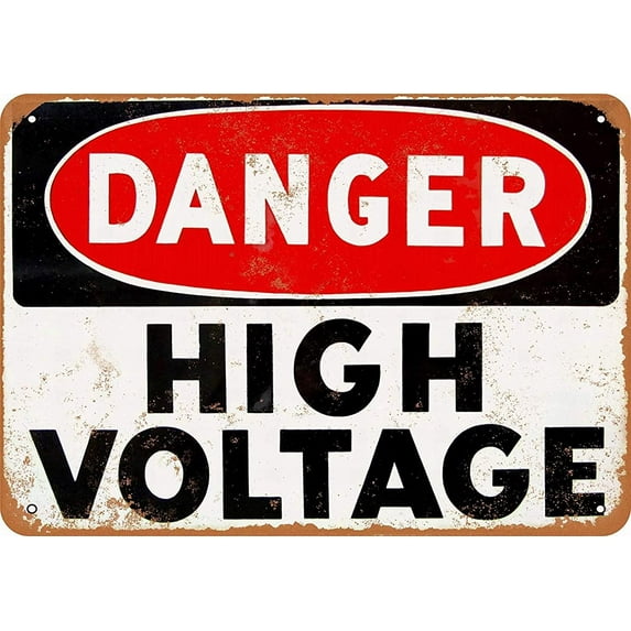 Vintage Tin Sign 12x16 Danger High Voltage Funny Wall Decor Home Art