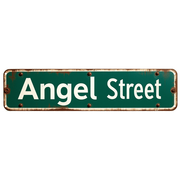 Vintage Tin Sign 16*4 Inch Angel Street Sign - For Beachy Room, Patio, Kitchen | beachy decor, patio wall decor, retro kitchen decor