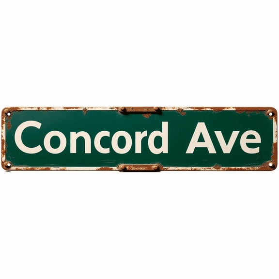 Vintage Tin Sign 16*4 Inch Concord Ave Street Marker - For Bedroom, Patio, Kitchen Decor | street signs for bedroom, patio signs, retro kitchen decor