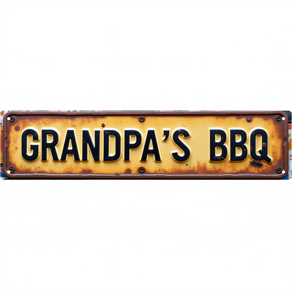 Vintage Tin Sign 16*4 Inch GRANDPA'S BBQ Patio Backyard Grill Decor