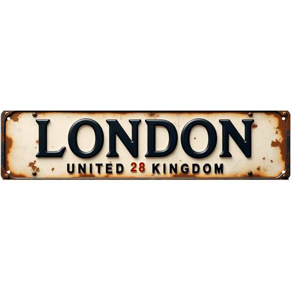 Vintage Tin Sign 16*4 Inch LONDON UNITED KINGDOM Global Travel Decor